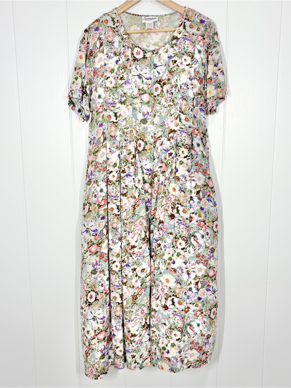 Serengeti 90’s Prairie Cottage Core Floral Midi Dress Size Medium
